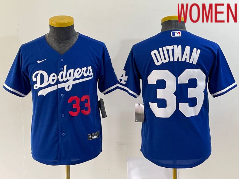 Women Los Angeles Dodgers 33 Outman Blue Nike Game 2023 MLB Jersey